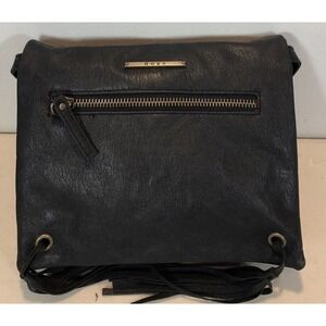 Roxy Vegan Leather Small Black Crossbody Purse Handbag With Fringe